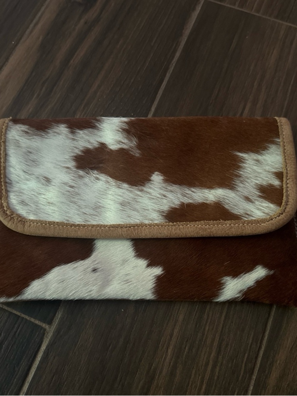 Myra ag Cowhide Hair-on Leather Clutch Brown & White - Picture 2 of 5